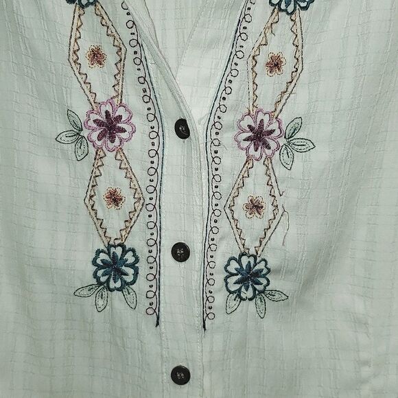 Alfred Dunner Embroidered Button Up Collared Long Sleeve Vintage Style Blouse 16 - Picture 11 of 16